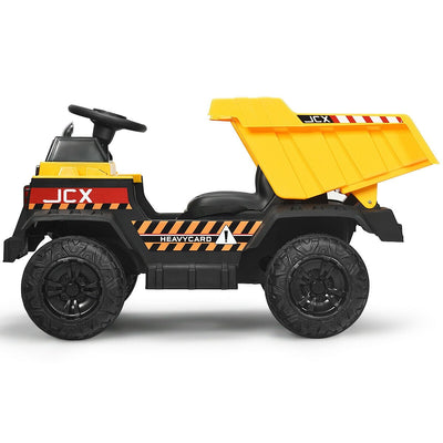 12V Battery Kids Ride On Dump Truck with Electric Bucket and Dump Bed-Yellow