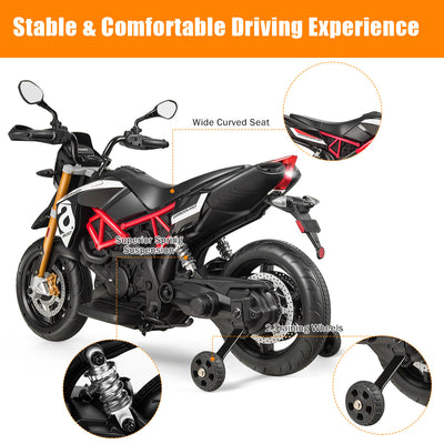 12V Kids Ride-On Motorcycle Aprilia Licensed with Sounds and Music-Black