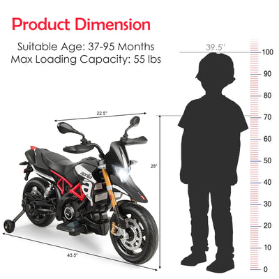 12V Kids Ride-On Motorcycle Aprilia Licensed with Sounds and Music-Black