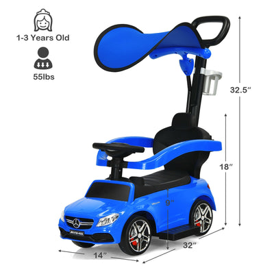 3-in-1 Mercedes Benz Ride-on Toddler Sliding Car-Blue