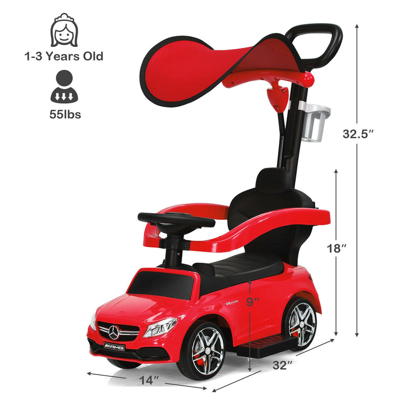 3-in-1 Mercedes Benz Ride-on Toddler Sliding Car-Red