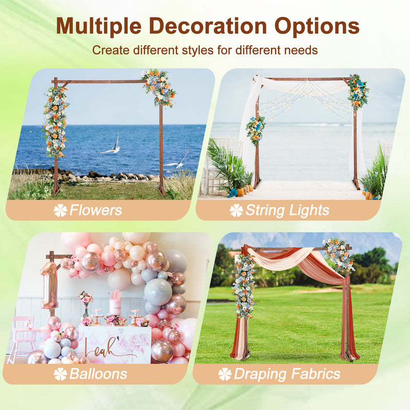 Wooden Wedding Arch Solid Wood Arbor Backdrop Stand for Wedding Ceremony-Square