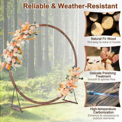 Wooden Wedding Arch Solid Wood Arbor Backdrop Stand for Wedding Ceremony-Round