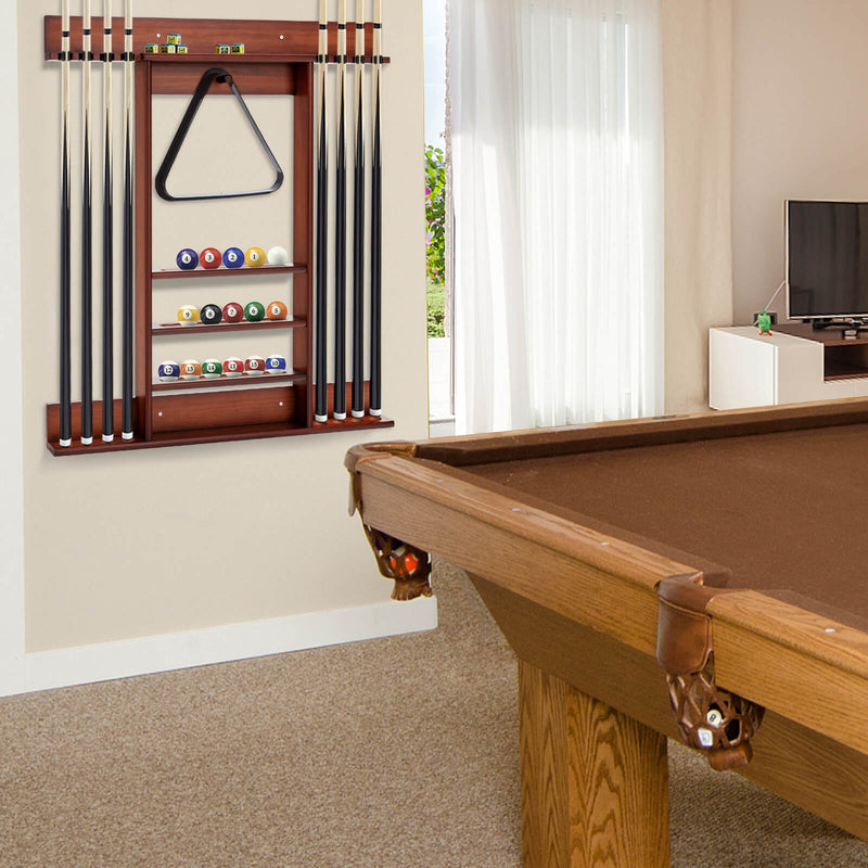 Wall-mounted Billiards Pool Cue Rack Only-Brown