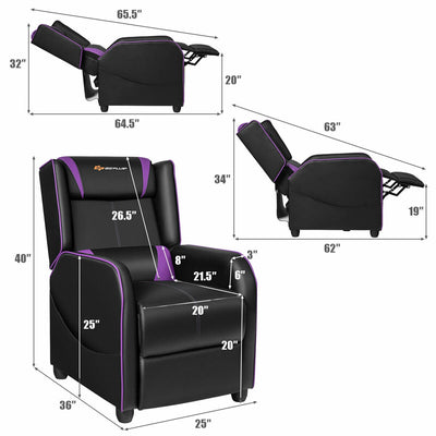 Home Massage Gaming Recliner Chair-Purple