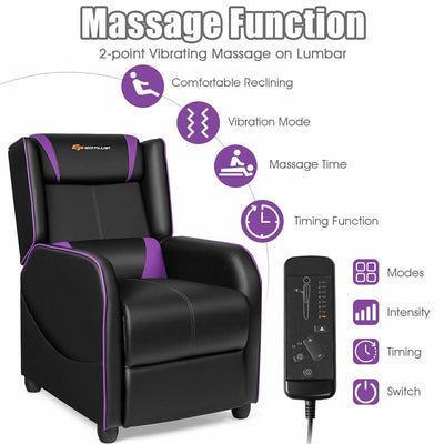 Home Massage Gaming Recliner Chair-Purple