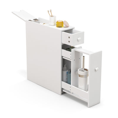 White Bathroom Cabinet Space Saver Storage Organizer-White