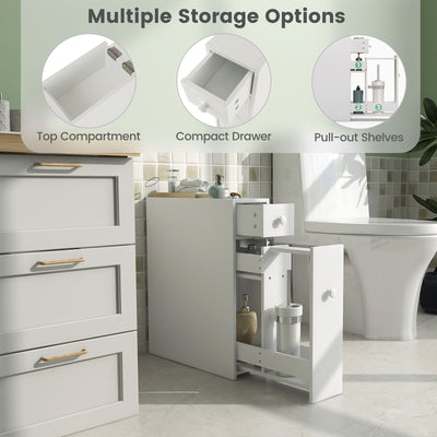 White Bathroom Cabinet Space Saver Storage Organizer-White