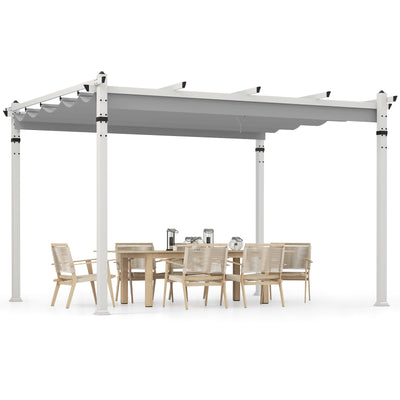 Outdoor Pergola with Retractable Canopy and Aluminum Frame-Gray