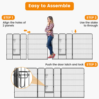 8 Panel 40 Inch Height Pet Fence Indoor Outdoor-40 inches