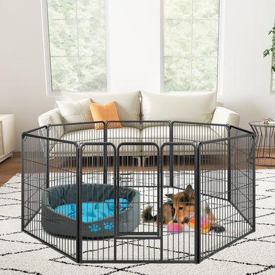 8 Panel 32 Inch Height Pet Fence Indoor Outdoor-32 inches