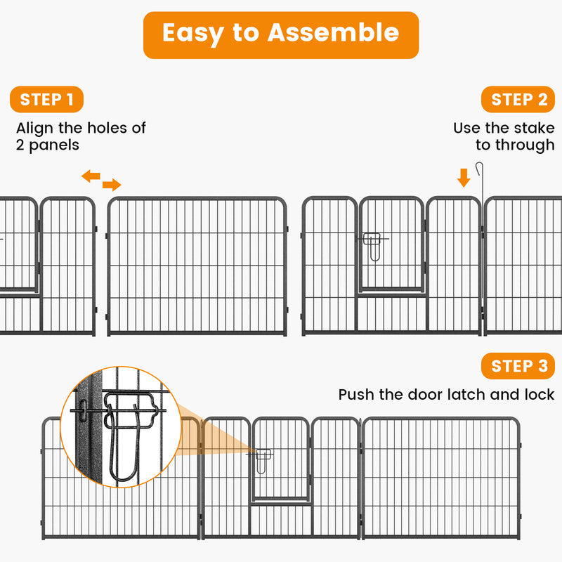 8 Panel 24 Inch Height Pet Fence Indoor Outdoor-24 inch