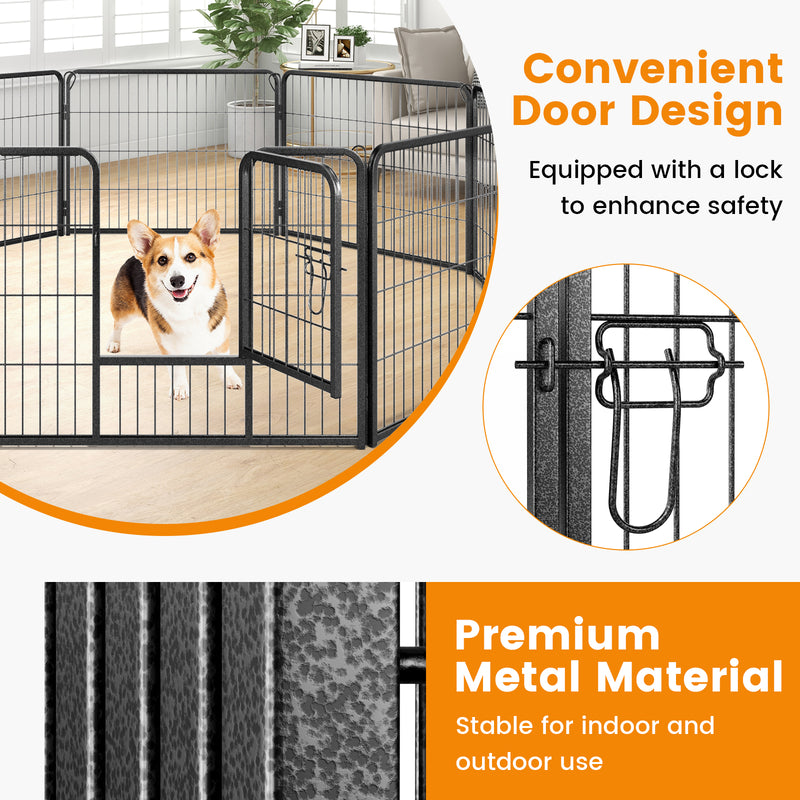 8 Panel 24 Inch Height Pet Fence Indoor Outdoor-24 inch