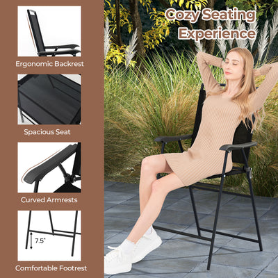 3 Pieces Outdoor Bar Stool Set with DPC Tabletop and Umbrella Hole for Poolside-Black