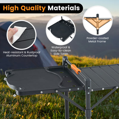 Folding Portable Outdoor Cook Station with Heat-Resistant Aluminum Tabletop