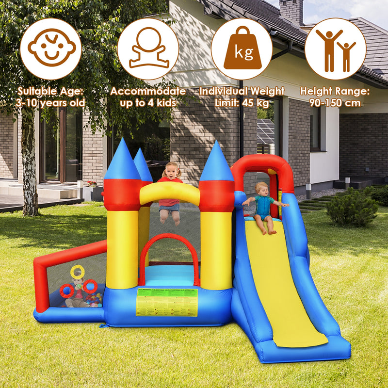 Inflatable Bounce House with Basketball Rim and 780W Blower