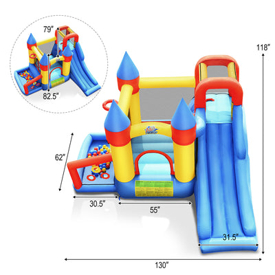 Inflatable Bounce House with Basketball Rim and 780W Blower