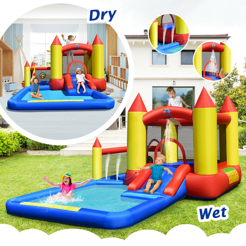 Inflatable Water Slide Castle Kids Bounce House with 480W Blower