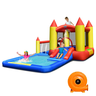 Inflatable Water Slide Castle Kids Bounce House with 480W Blower