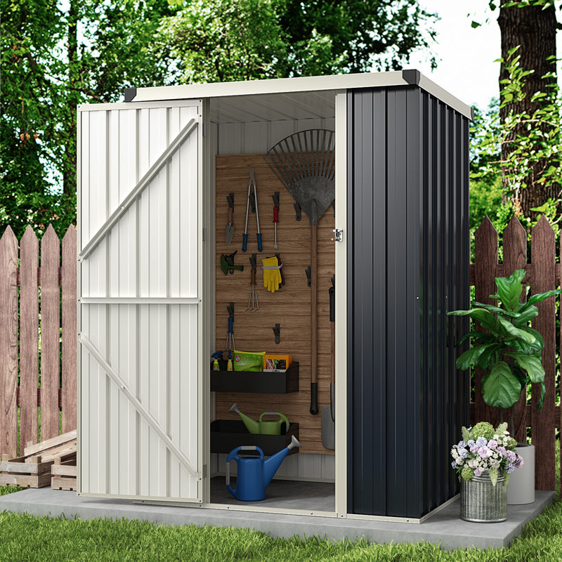 4 x 3 FT Metal Outdoor Storage Shed with Lockable Door-Gray