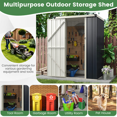 4 x 3 FT Metal Outdoor Storage Shed with Lockable Door-Gray