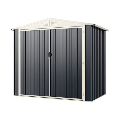 7 x 4 Feet Metal Outdoor Storage Shed with Lockable Door-Gray