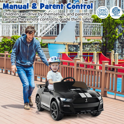 12V Licensed Ford Mustang Shelby GT500 Kids Ride on Car with Remote Control for Kids Aged 3-8-Black