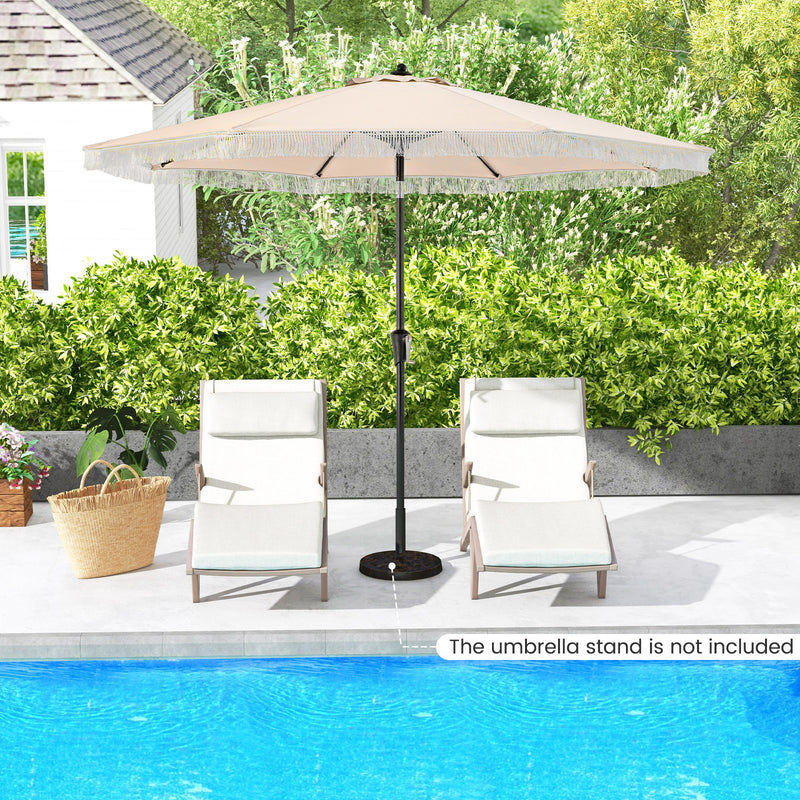 9 FT Patio Umbrella with Sun-Protective Canopy for Patio Garden Pool-Beige