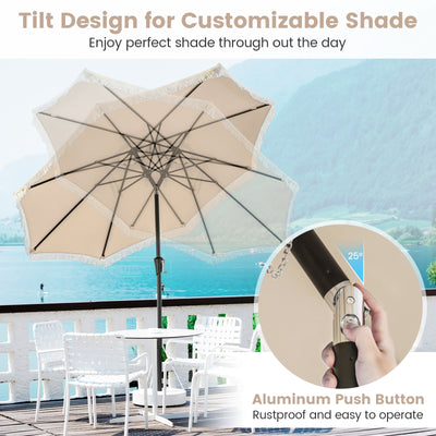 9 FT Patio Umbrella with Sun-Protective Canopy for Patio Garden Pool-Beige