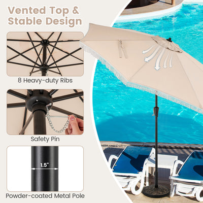 9 FT Patio Umbrella with Sun-Protective Canopy for Patio Garden Pool-Beige