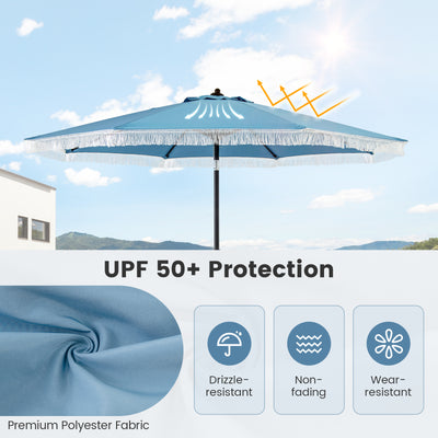 9 FT Patio Umbrella with Sun-Protective Canopy for Patio Garden Pool-Navy