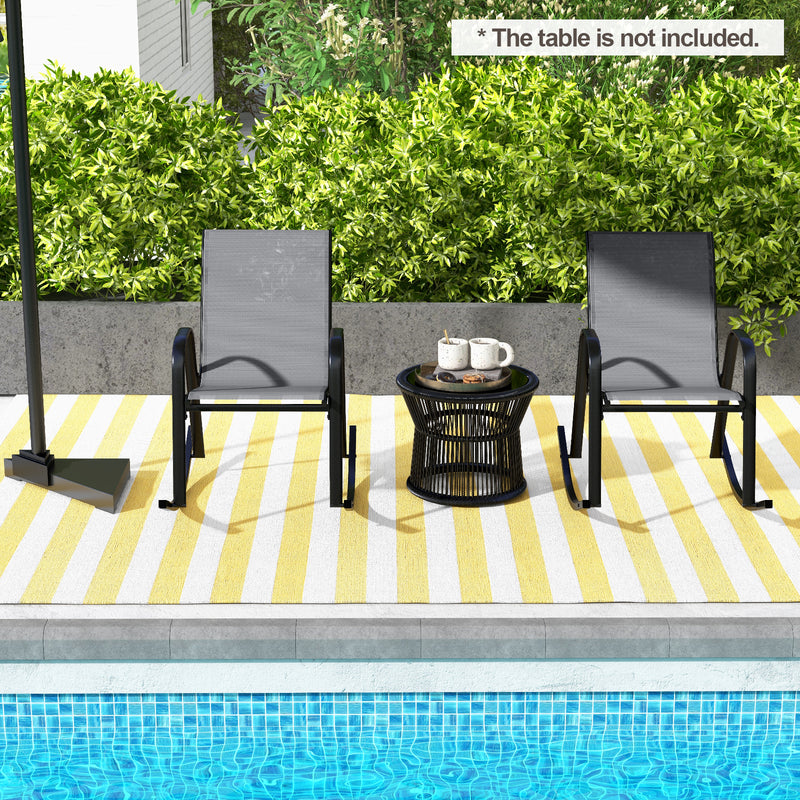 Set of 2 Metal Patio Rocking Chair with Breathable Seat Fabric-Gray