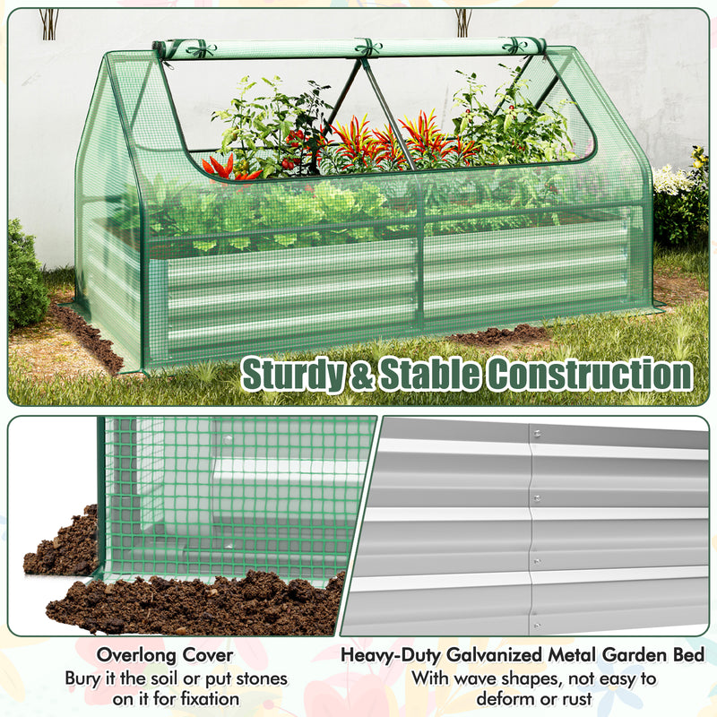 6 x 3 x 3 Feet Galvanized Raised Garden Bed with Greenhouse-Green