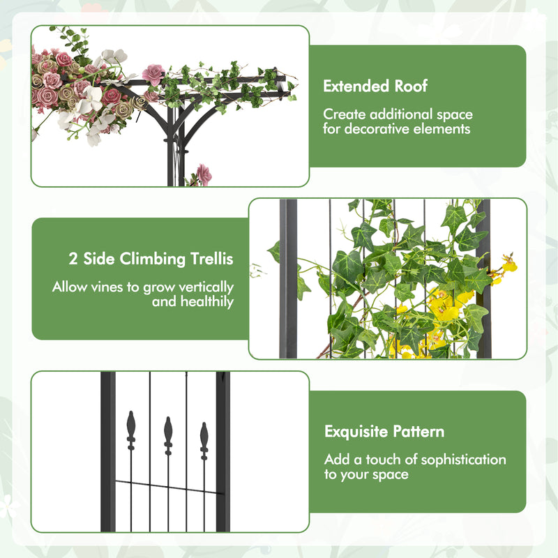 6.8 Feet Garden Arbor with Trellises for Climbing Plant Vine Rose