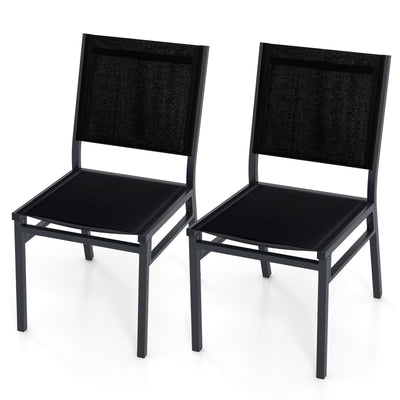 Outdoor Dining Chairs with Breathable Seat and Backrest for Backyard Porch Poolside-Set of 2