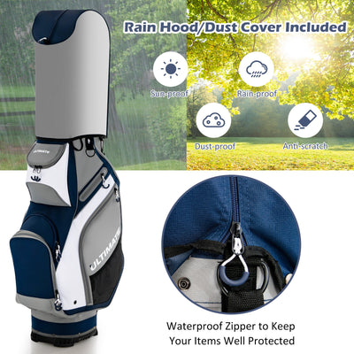 10.5 Inch Golf Stand Bag with 14 Way Dividers and 7 Zippered Pockets-Navy