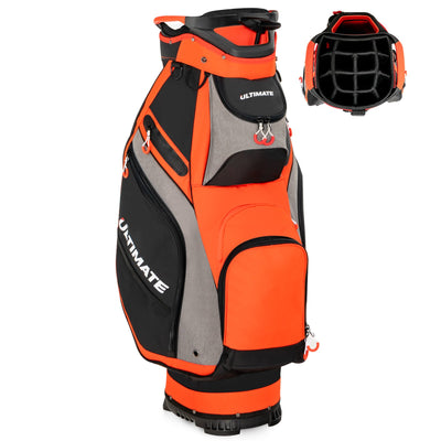 10.5 Inch Golf Stand Bag with 14 Way Dividers and 7 Zippered Pockets-Orange