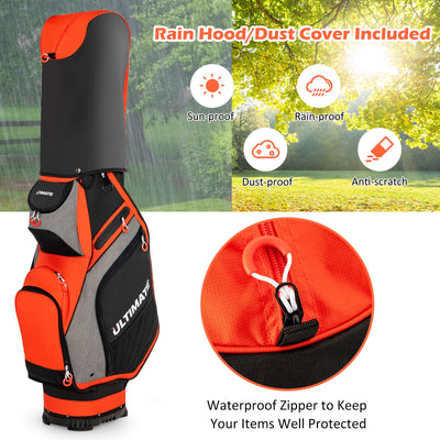 10.5 Inch Golf Stand Bag with 14 Way Dividers and 7 Zippered Pockets-Orange