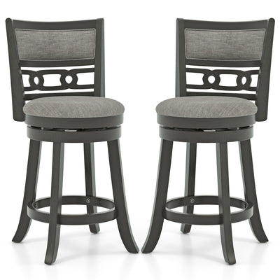 26" Counter Height Bar Chair with Wooden Frame Swivel Seat and Footrest for Pub Bar Restaurant-2 Pack