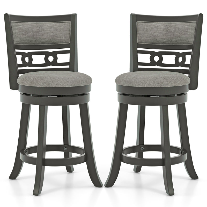 26" Counter Height Bar Chair with Wooden Frame Swivel Seat and Footrest for Pub Bar Restaurant-2 Pack