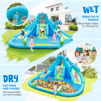 Inflatable Water Slide with Dual Slides and Large Splash Pool (Without Blower)