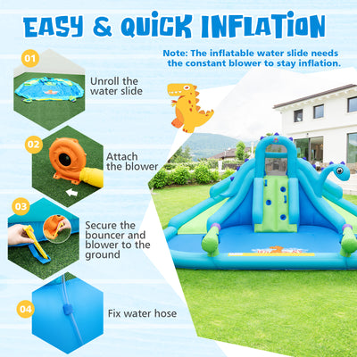 Inflatable Water Slide with Dual Slides and Large Splash Pool (Without Blower)