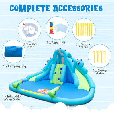 Inflatable Water Slide with Dual Slides and Large Splash Pool (Without Blower)