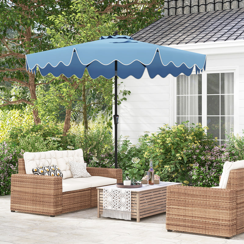 9 Feet Patio Umbrella with Crank Handle and Push Button Tilt-Navy