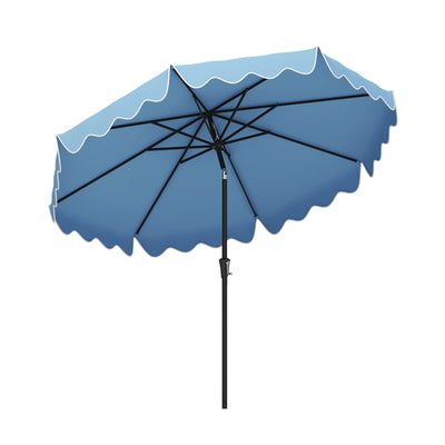 9 Feet Patio Umbrella with Crank Handle and Push Button Tilt-Navy