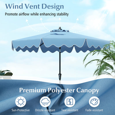 9 Feet Patio Umbrella with Crank Handle and Push Button Tilt-Navy