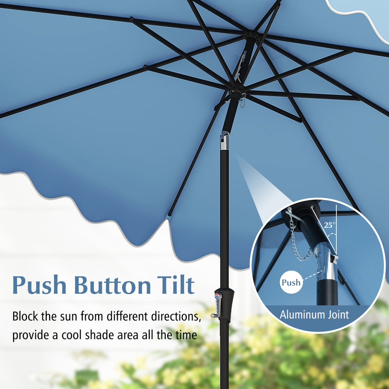 9 Feet Patio Umbrella with Crank Handle and Push Button Tilt-Navy