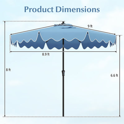 9 Feet Patio Umbrella with Crank Handle and Push Button Tilt-Navy