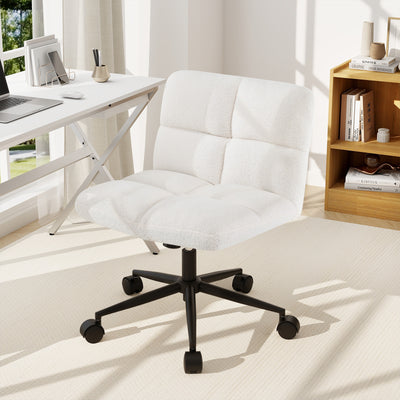 Cross Legged Chair with Wheels with Padded Seat Adjustable Height for Bedroom Study-Beige