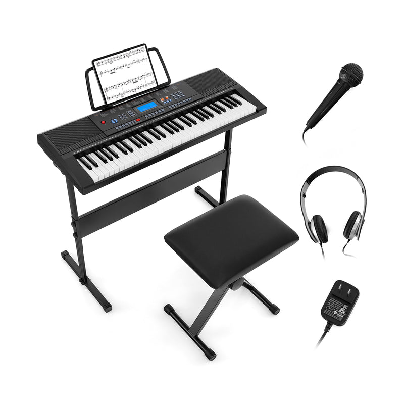 61-Key Electronic Keyboard Piano Starter Set with Stand Bench and Headphones